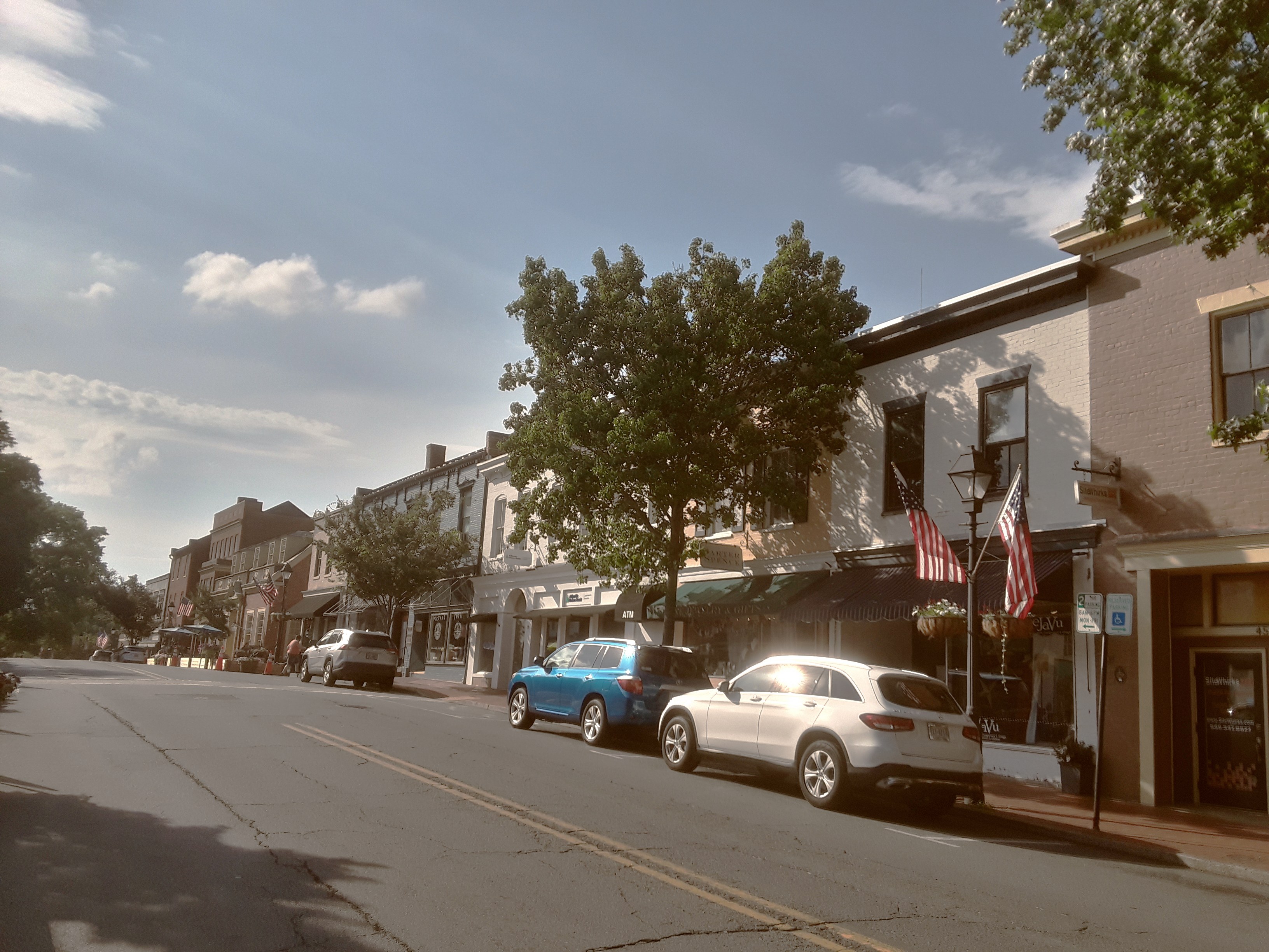 Historic storefronts along Main Street in Warrenton